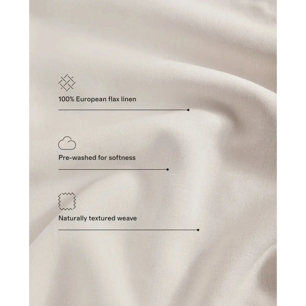 Quince Set Of TWO European Linen Sham Set Standard White 100% Linen NEW